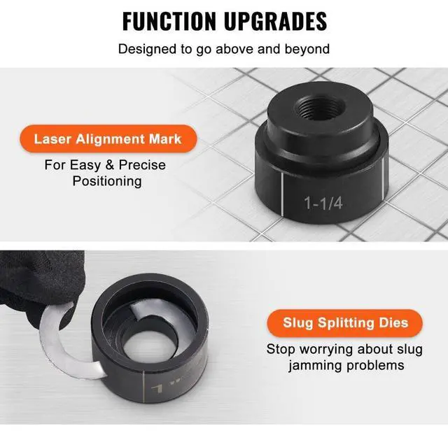 Alt view image 6 of 8 - VEVOR 15 Ton Hydraulic Knockout Punch Driver Kit Hole Tool 1/2"-4" with 10 Dies