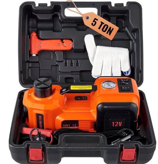 Alt view image 2 of 8 - VEVOR Electric Hydraulic Car Floor Jack 5 Ton 12V Built-in Tire Inflator Pump