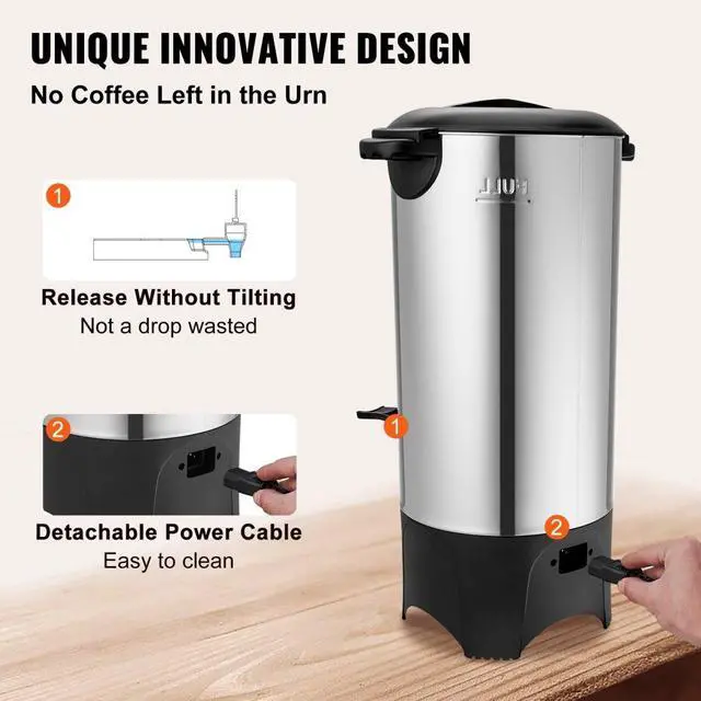 Alt view image 6 of 8 - VEVOR Commercial Coffee Urn 50 Cup Stainless Steel Coffee Dispenser Fast Brew