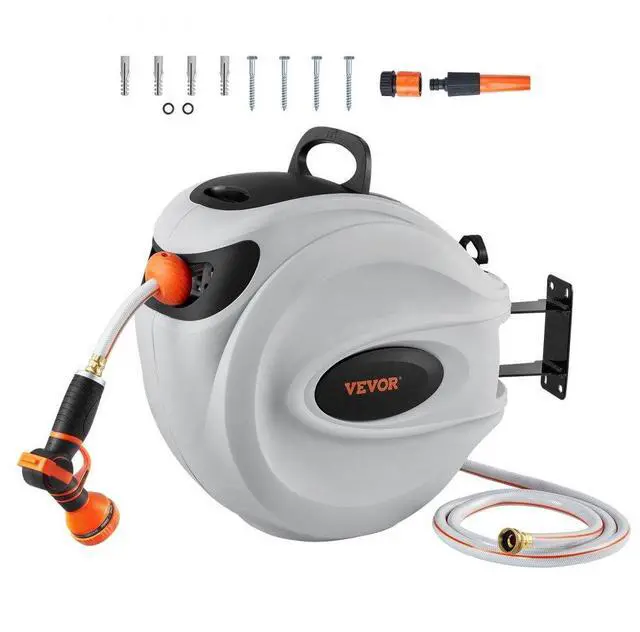 Alt view image 2 of 8 - VEVOR Retractable Hose Reel Water Hose Reel 115'x1/2" 180 Swivel Wall-Mounted