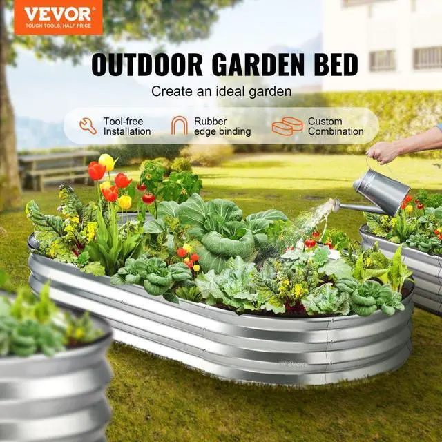 Alt view image 3 of 8 - VEVOR Raised Garden Bed, 70.9x35.4x11 inch Galvanized Metal Planter Box, Outdoor Planting Boxes with Open Base, for Growing Flowers/Vegetables/Herbs in Backyard/Garden/Patio/Balcony, Silver
