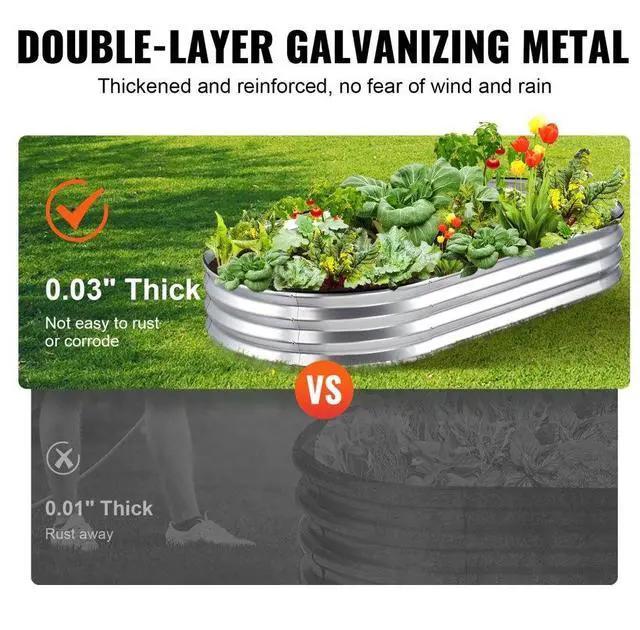 Alt view image 5 of 8 - VEVOR Raised Garden Bed, 70.9x35.4x11 inch Galvanized Metal Planter Box, Outdoor Planting Boxes with Open Base, for Growing Flowers/Vegetables/Herbs in Backyard/Garden/Patio/Balcony, Silver