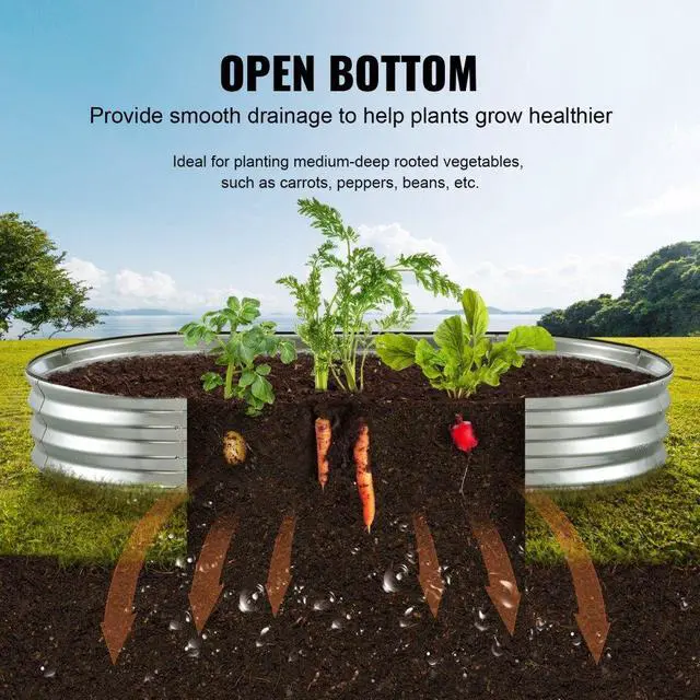 Alt view image 6 of 8 - VEVOR Raised Garden Bed, 70.9x35.4x11 inch Galvanized Metal Planter Box, Outdoor Planting Boxes with Open Base, for Growing Flowers/Vegetables/Herbs in Backyard/Garden/Patio/Balcony, Silver