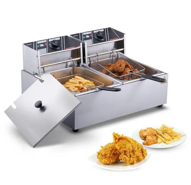 Alt view image 2 of 8 - VEVOR Commercial Electric Deep Fryer Countertop Deep Fryer Dual Detachable Tanks