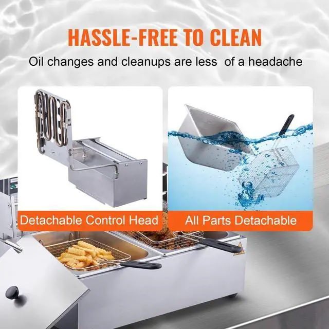 Alt view image 6 of 8 - VEVOR Commercial Electric Deep Fryer Countertop Deep Fryer Dual Detachable Tanks