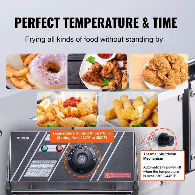 Alt view image 5 of 8 - VEVOR Commercial Electric Deep Fryer Countertop Deep Fryer Dual Detachable Tanks