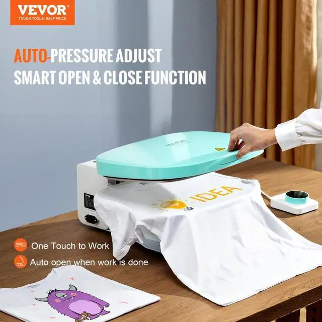 Alt view image 3 of 8 - VEVOR Auto Heat Press 12x15in Professional Heat Transfer Autopress DIY T-shirts