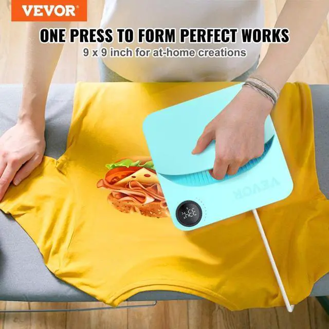 Alt view image 3 of 8 - VEVOR Heat Press 9 x 9 in Portable Easy Press Sublimation Transfer DIY T-shirt