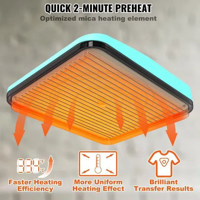 Alt view image 6 of 8 - VEVOR Heat Press 9 x 9 in Portable Easy Press Sublimation Transfer DIY T-shirt