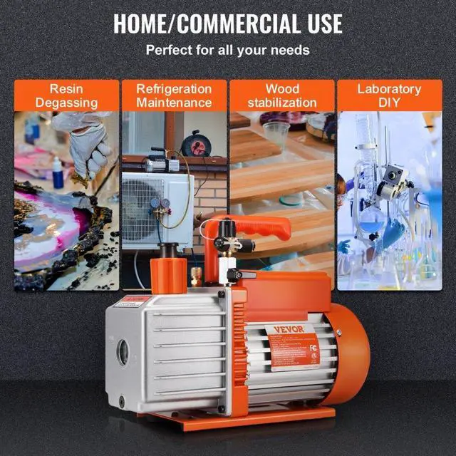 Alt view image 7 of 8 - VEVOR 5 CFM Vacuum Pump Air Conditioning Vacuum Pump 2 Stage Rotary Vane HVAC