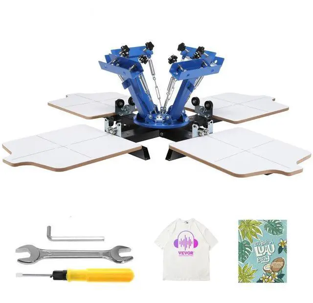 Alt view image 2 of 15 - VEVOR 4 Color 4 Station Silk Screening Screenprint Press Screen Printing Machine