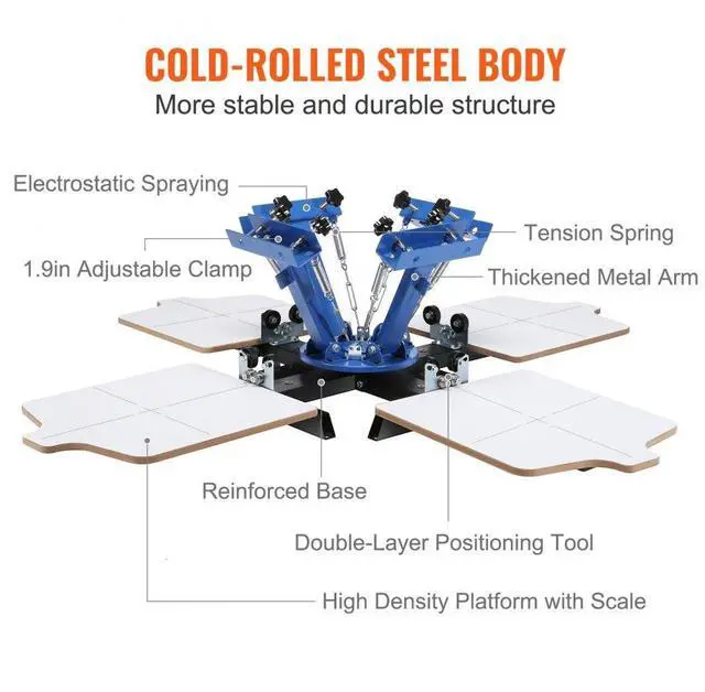 Alt view image 6 of 15 - VEVOR 4 Color 4 Station Silk Screening Screenprint Press Screen Printing Machine