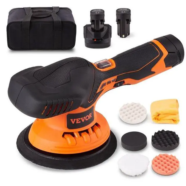 Alt view image 2 of 8 - VEVOR Car Polisher Buffer Cordless Dual Action Polishing Machine 6" 2PCS Battery