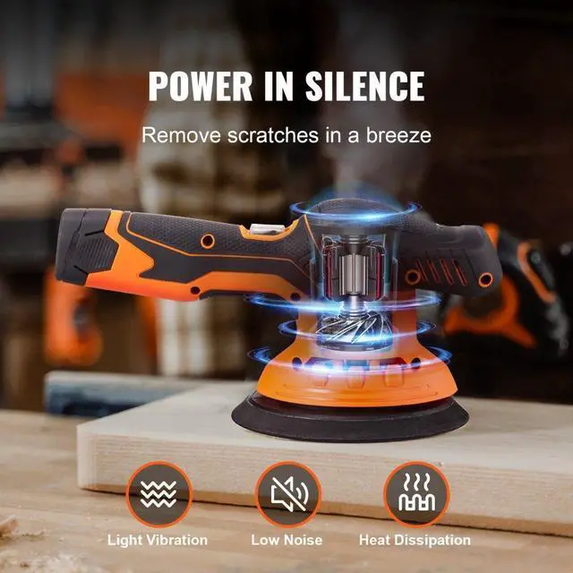 Alt view image 4 of 8 - VEVOR Car Polisher Buffer Cordless Dual Action Polishing Machine 6" 2PCS Battery