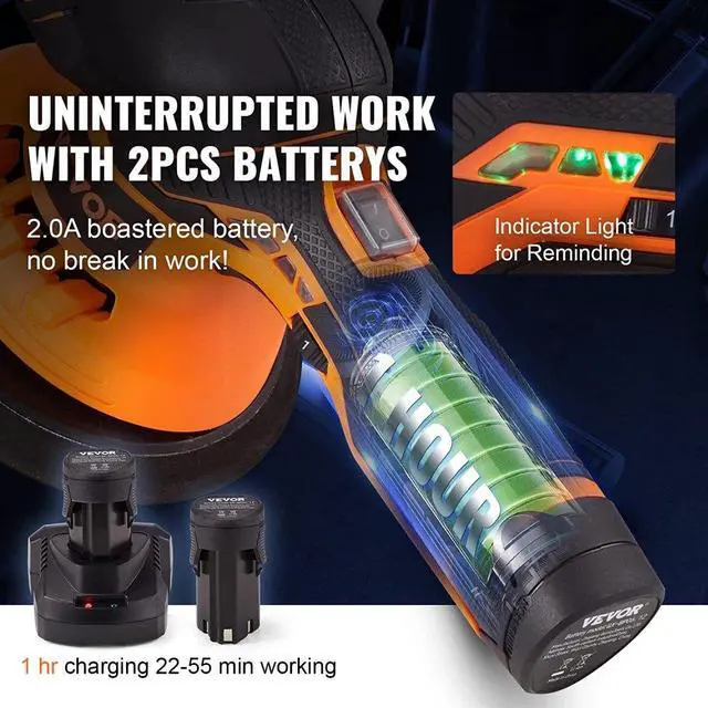 Alt view image 6 of 8 - VEVOR Car Polisher Buffer Cordless Dual Action Polishing Machine 6" 2PCS Battery