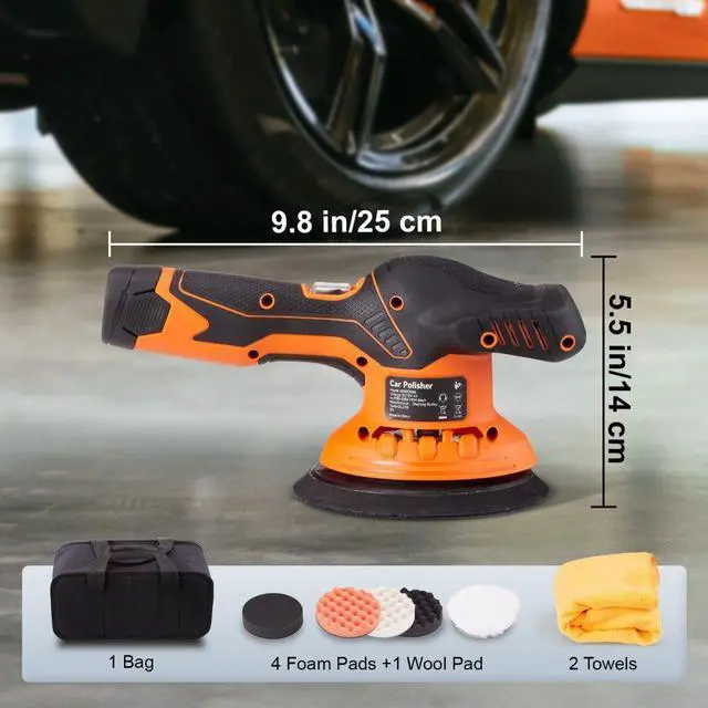 Alt view image 8 of 8 - VEVOR Car Polisher Buffer Cordless Dual Action Polishing Machine 6" 2PCS Battery