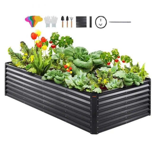 Alt view image 2 of 15 - VEVOR Galvanized Raised Garden Bed Planter Box 94.5x47.2x23.6" Flower Vegetable