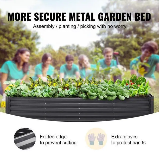 Alt view image 4 of 15 - VEVOR Galvanized Raised Garden Bed Planter Box 94.5x47.2x23.6" Flower Vegetable
