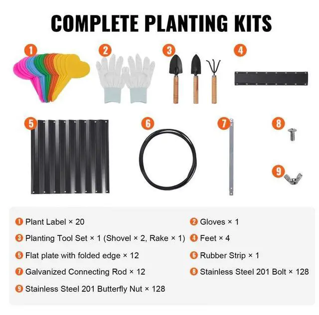 Alt view image 7 of 15 - VEVOR Galvanized Raised Garden Bed Planter Box 94.5x47.2x23.6" Flower Vegetable