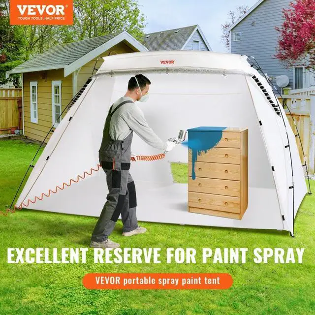 Alt view image 2 of 7 - VEVOR Portable Paint Booth, Larger Spray Paint Tent with Built-in Floor & Mesh Screen, Painting Tent Station for Furniture DIY Hobby Tool, 10x7x6ft Spray Paint Shelter