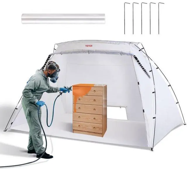 Main image of VEVOR Portable Paint Booth, Larger Spray Paint Tent with Built-in Floor & Mesh Screen, Painting Tent Station for Furniture DIY Hobby Tool, 10x7x6ft Spray Paint Shelter