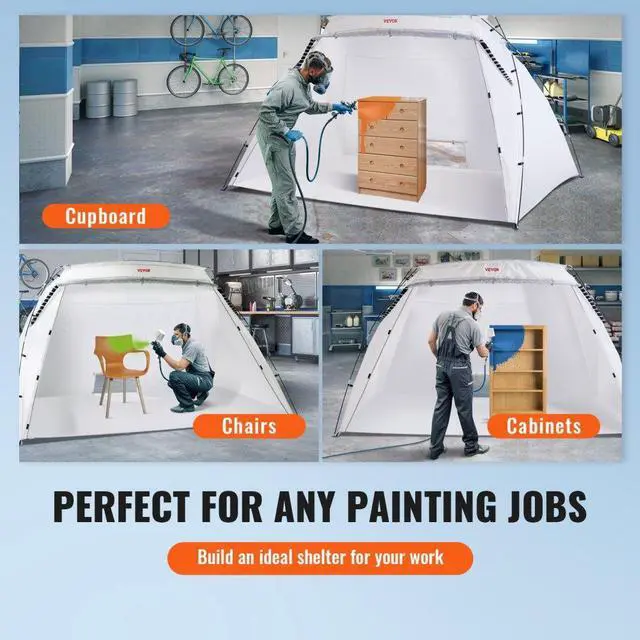 Alt view image 4 of 7 - VEVOR Portable Paint Booth, Larger Spray Paint Tent with Built-in Floor & Mesh Screen, Painting Tent Station for Furniture DIY Hobby Tool, 10x7x6ft Spray Paint Shelter