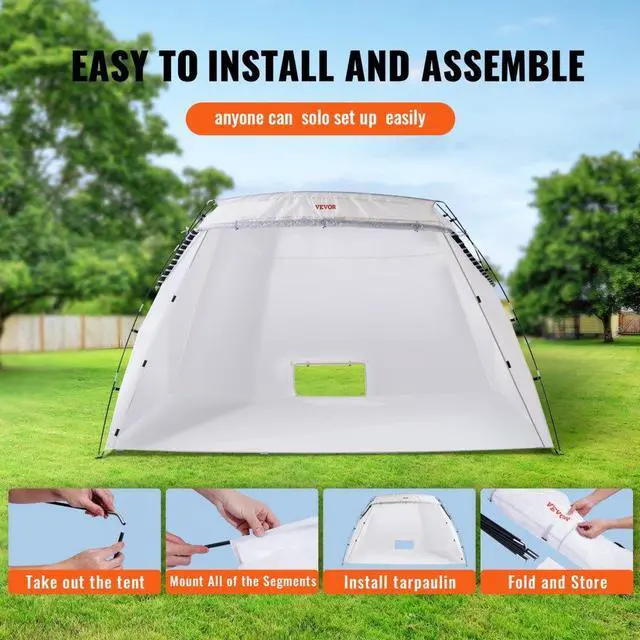 Alt view image 5 of 7 - VEVOR Portable Paint Booth, Larger Spray Paint Tent with Built-in Floor & Mesh Screen, Painting Tent Station for Furniture DIY Hobby Tool, 10x7x6ft Spray Paint Shelter