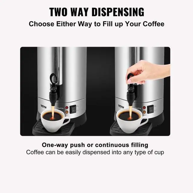 Alt view image 5 of 8 - VEVOR Commercial Coffee Urn 65 Cup Stainless Steel Coffee Dispenser Fast Brew