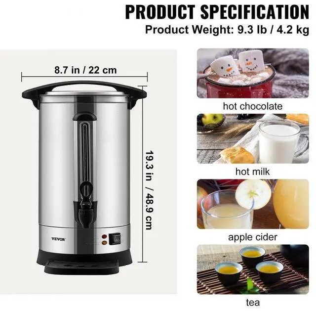 Alt view image 8 of 8 - VEVOR Commercial Coffee Urn 65 Cup Stainless Steel Coffee Dispenser Fast Brew