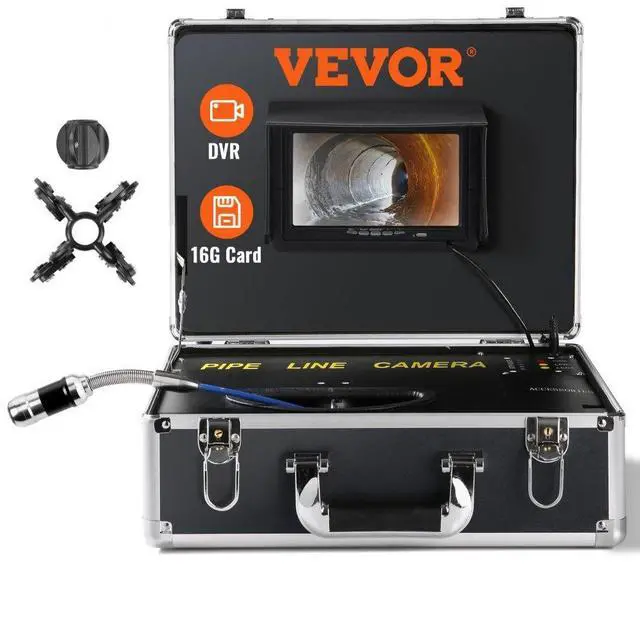 Alt view image 2 of 8 - VEVOR Sewer Camera, 100 ft/30 m, 7" Screen Pipeline Inspection Camera with DVR Function, Waterproof IP68 Camera, 12 pcs Adjustable LEDs, with a 16 GB SD Card for Sewer Line, Duct Drain Pipe Plumbing