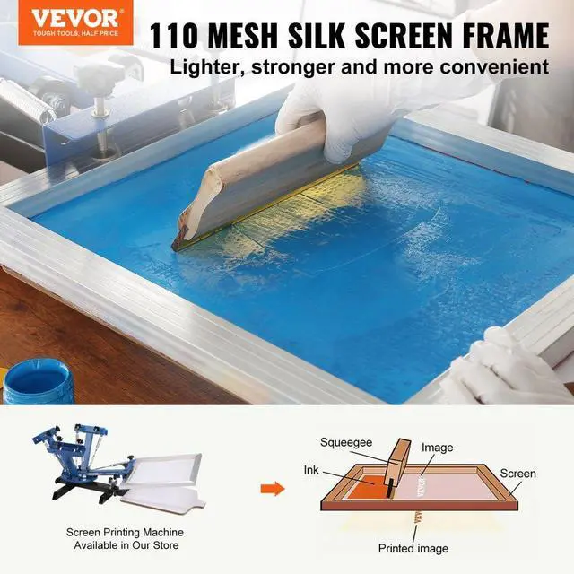 Alt view image 3 of 15 - VEVOR Screen Printing Kit, 4 Pieces Aluminum Silk Screen Printing Frames, 20x20inch Silk Screen Printing Frame with 110 Count Mesh, High Tension Nylon Mesh and Sealing Tape for T-shirts DIY Printing