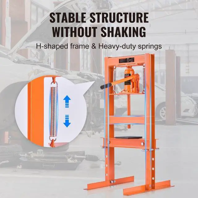 Alt view image 6 of 8 - VEVOR Hydraulic Shop Press, 6 Ton H-Frame Hydraulic Garage/Shop Floor Press, Adjustable Shop Press with Press Plates, Heavy Duty Hydraulic Press for Garage, Shop, Workshop