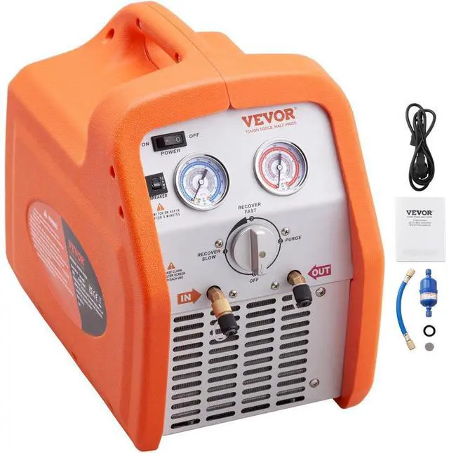 Alt view image 2 of 15 - VEVOR Portable 3/4 HP Refrigerant Recovery Machine - AC Recovery Machine with High Pressure Protection 120V 60Hz Recovery Machine HVAC for Vapor Liquid Refrigerant, Car Air Conditioning