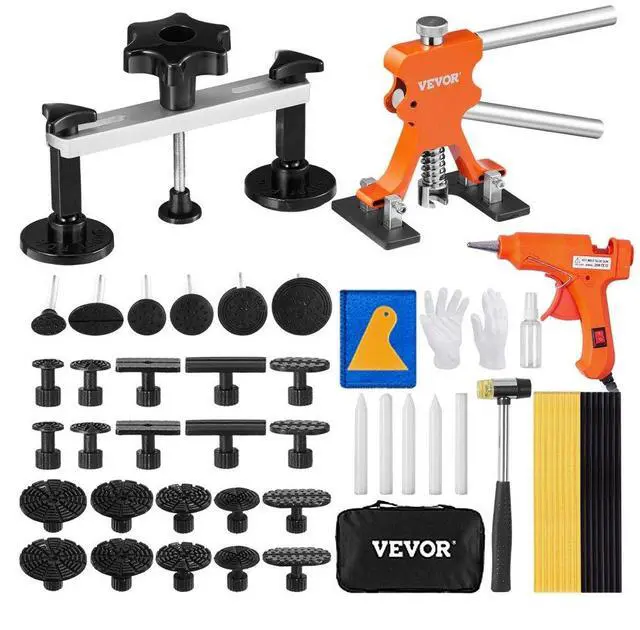 Alt view image 2 of 8 - VEVOR 56 PCS Dent Removal Kit, Paintless Dent Repair Kit with Golden Lifter, Bridge Puller, Car Dent Puller with Puller Tabs, Hot Glue  for Auto Body Dents, Hail Damage, Door Ding
