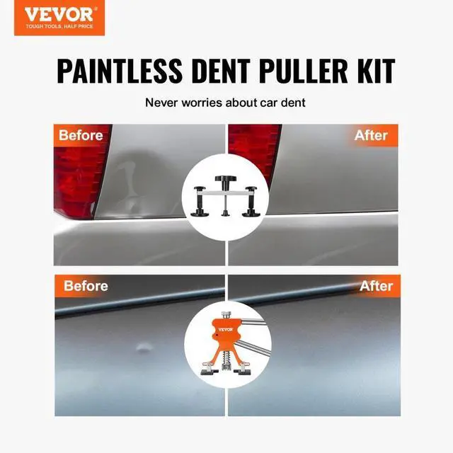 Alt view image 3 of 8 - VEVOR 56 PCS Dent Removal Kit, Paintless Dent Repair Kit with Golden Lifter, Bridge Puller, Car Dent Puller with Puller Tabs, Hot Glue  for Auto Body Dents, Hail Damage, Door Ding