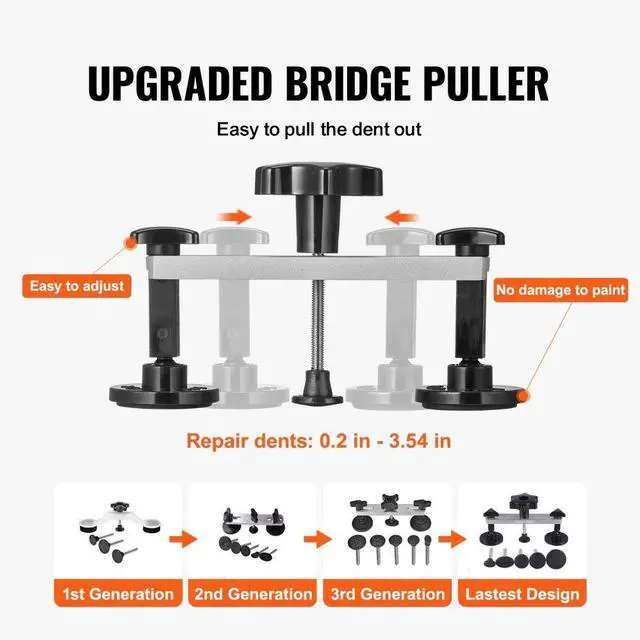 Alt view image 5 of 8 - VEVOR 56 PCS Dent Removal Kit, Paintless Dent Repair Kit with Golden Lifter, Bridge Puller, Car Dent Puller with Puller Tabs, Hot Glue  for Auto Body Dents, Hail Damage, Door Ding