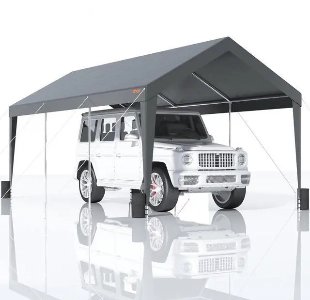 Alt view image 2 of 8 - VEVOR Carport, Heavy Duty 10 x 20ft Car Canopy, Outdoor Garage Shelter with 8 Reinforced Poles and 4 Weighted Bags, UV Resistant Waterproof Instant Car Garage Tent for Party Garden Boat, Darkgray