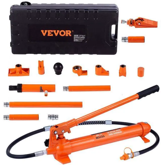 Alt view image 2 of 8 - VEVOR 12 Ton Porta Power Kit, Hydraulic Ram with Pump with 4.6 ft/1.4 m Oil Hose, Portable Hydraulic Jack with Storage Case for Automotive, Garage, Farm, Mechanic (26455 LBS)