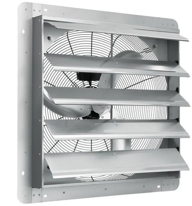 Alt view image 2 of 11 - VEVOR Shutter Exhaust Fan, 24'' with Speed Controller, AC-motor, 3320 CFM, No Assembly Required Wall Mount Attic Fan, Ventilation and Cooling for Greenhouses, Garages, Sheds, FCC Listed