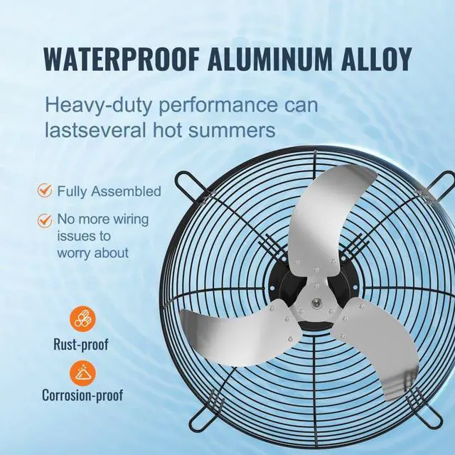 Alt view image 5 of 11 - VEVOR Shutter Exhaust Fan, 24'' with Speed Controller, AC-motor, 3320 CFM, No Assembly Required Wall Mount Attic Fan, Ventilation and Cooling for Greenhouses, Garages, Sheds, FCC Listed