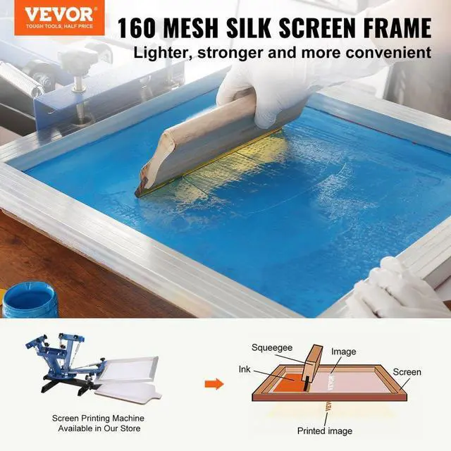 Alt view image 3 of 15 - VEVOR Screen Printing Kit, 6 Pieces Aluminum Silk Screen Printing Frames, 18x20inch Silk Screen Printing Frame with 160 Count Mesh, High Tension Nylon Mesh and Sealing Tape for T-shirts DIY Printing