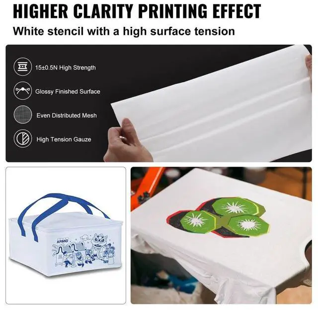 Alt view image 5 of 15 - VEVOR Screen Printing Kit, 6 Pieces Aluminum Silk Screen Printing Frames, 18x20inch Silk Screen Printing Frame with 160 Count Mesh, High Tension Nylon Mesh and Sealing Tape for T-shirts DIY Printing