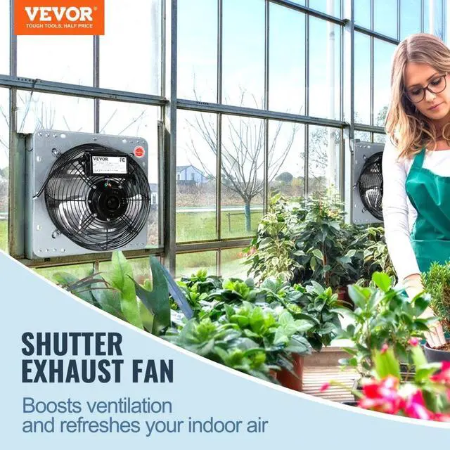 Alt view image 4 of 9 - VEVOR Shutter Exhaust Fan, 16'' with Speed Controller, AC-motor, 2000 CFM, No Assembly Required Wall Mount Attic Fan, Ventilation and Cooling for Greenhouses, Garages, Sheds, FCC Listed