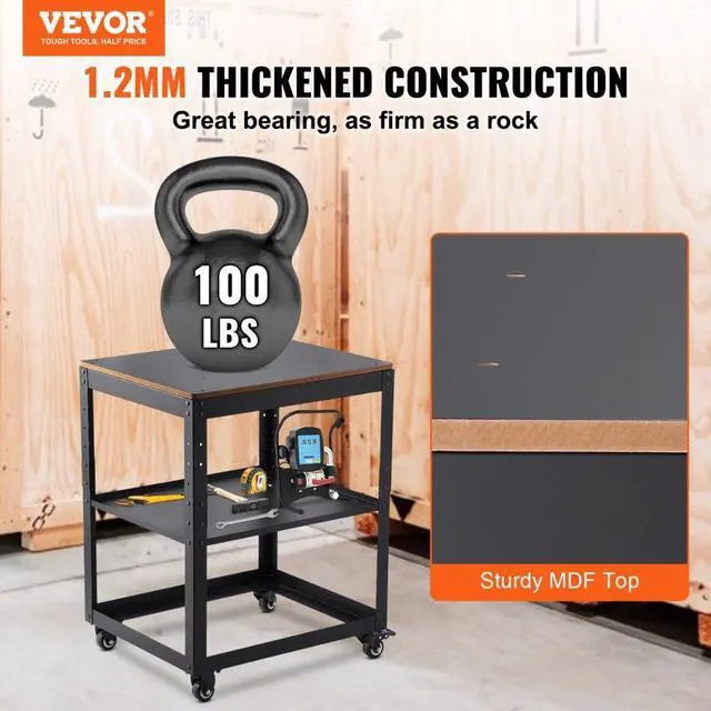 Alt view image 3 of 8 - VEVOR Planer Stand, 100 lbs / 45 kg heavy loads, Three-Gear Height Adjustable Thickness Planer Table,with 4 Stable Casters & Storage Space, for most planers, saws, bench-top machines, power tools