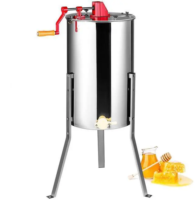 Alt view image 2 of 8 - VEVOR Manual Honey Extractor, 2/4 Frames Honey Spinner Extractor, Stainless Steel Beekeeping Extraction, Honeycomb Drum Spinner with Lid, Apiary Centrifuge Equipment with Height Adjustable Stand