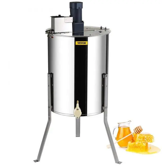 Alt view image 2 of 15 - VEVOR Electric Honey Extractor, 4/8 Frames Honey Spinner Extractor, Stainless Steel Beekeeping Extraction, Honeycomb Drum Spinner with Lid, Apiary Centrifuge Equipment with Height Adjustable Stand