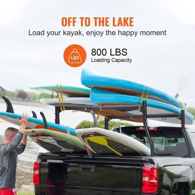 Alt view image 5 of 8 - VEVOR Truck Rack, 46-71inch Extendable Truck Ladder Rack, 800 lbs Capacity Steel Ladder Rack for Truck with Non-Drilling J-bolts, Heavy Duty Truck Bed Rack for Kayak, Surfboard, Lumber, Ladder