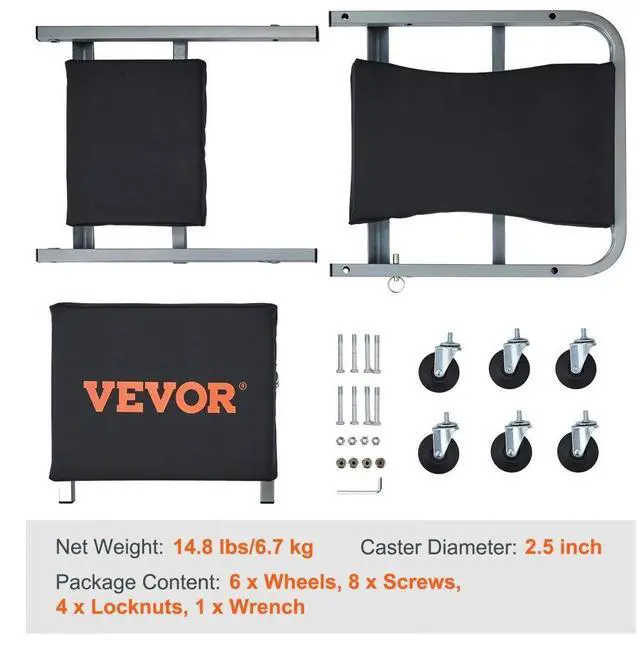 Alt view image 8 of 8 - VEVOR 2 in 1 Z Creeper Seat Rolling Chair Auto Mechanics Shop Garage Work Stool