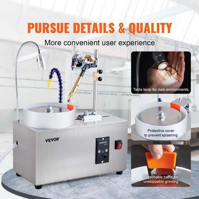 Alt view image 6 of 15 - VEVOR Gem Faceting Machine 180W Jade Grinding Polishing 2980RPM Rock Polisher