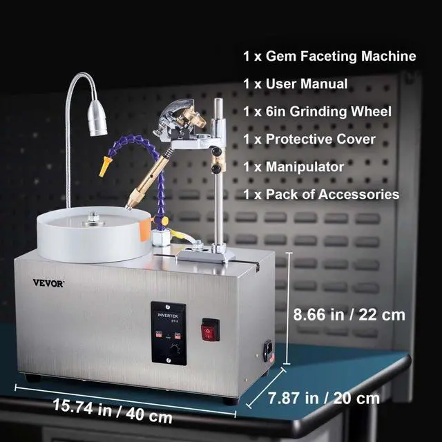 Alt view image 8 of 15 - VEVOR Gem Faceting Machine 180W Jade Grinding Polishing 2980RPM Rock Polisher